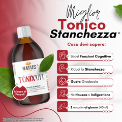 TONIXVIT energia naturale- Integratore con Miele, Propoli, Pappa Reale, Polline e Damiana - 500ml NATUSLINE