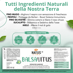 BALSAVIT - Sciroppo Balsamico con Miele, Propoli, Eucalipto e Pino Mugo 200ml NATUSLINE