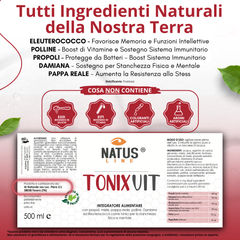 TONIXVIT energia naturale- Integratore con Miele, Propoli, Pappa Reale, Polline e Damiana - 500ml NATUSLINE