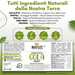 GOLA SPRAY ANALCOLICO - Benessere Naturale per Naso e Gola 30ml NATUSLINE